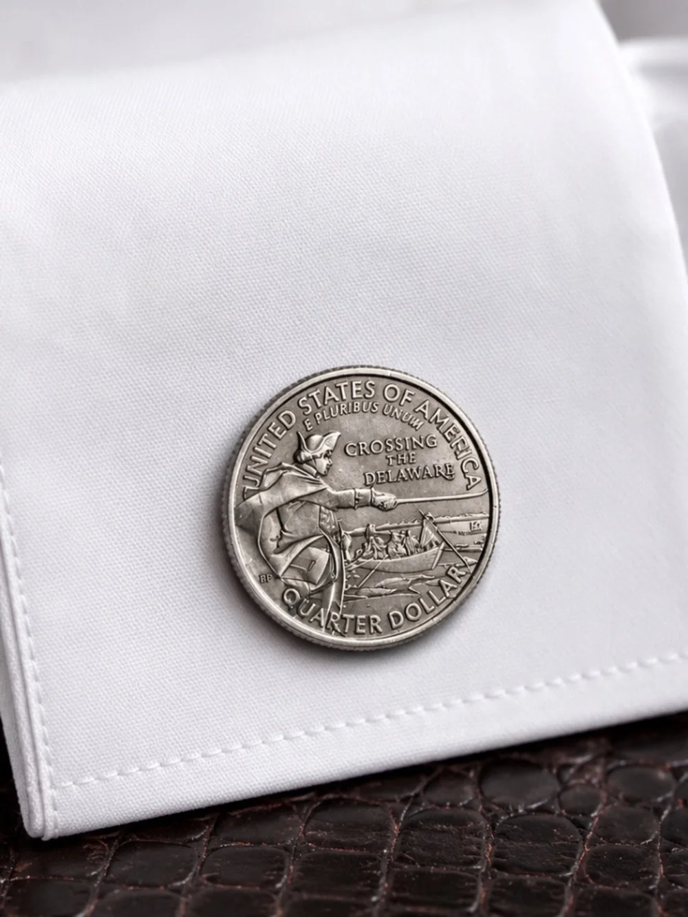 250 Year Washington Crossing the Delaware Quarter Cufflinks–Revolutionary War.